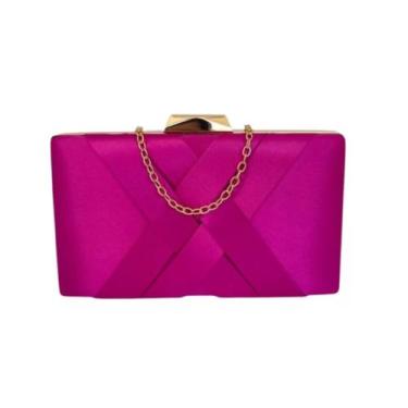 Imagem de Bolsa Clutch Cetim Festa Rosa Casamentos Madrinhas - Nicbolsas, Rosa