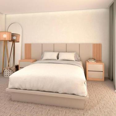 Imagem de Kit Quarto MDF Queen Sob medida com 2 Mesas e Cabeceira 3m - Casa Lar 