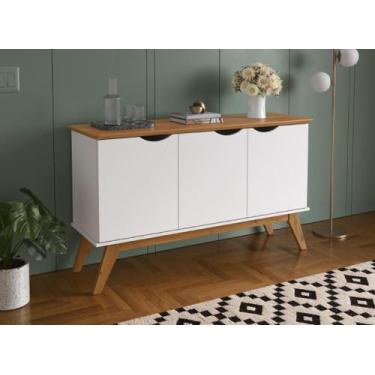 Imagem de Buffet / Bancada PR 3 Portas Retrô 2 Portas Cor Branco / Cinamomo - PT