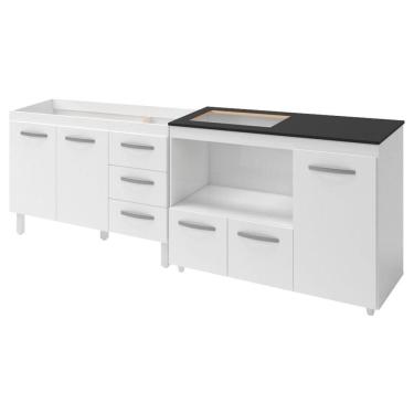 Imagem de Kit Balcão Para Pia 118 Cm Bianca Branco Com Balcão Para Cooktop 4 Bocas Ana Branco