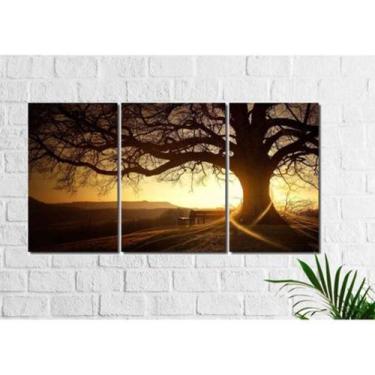 Imagem de Quadro Decorativo Árvore de Galhos Secos Por Do Sol 3 Peças  - NEYRAD
