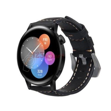 Imagem de Pulseira de Couro para Smartwatch GT3 42mm GT3 46mm - 123Smart, Preto,