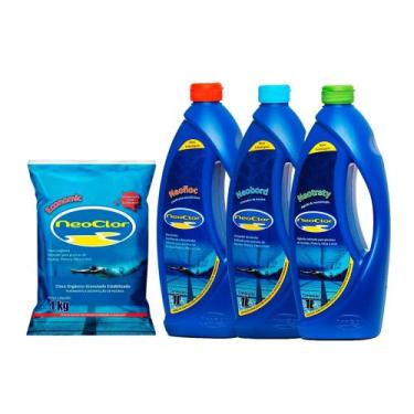Imagem de Kit limpeza tratamento piscina neoclor - cloro 1kg - clarificante - li