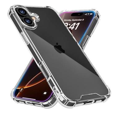 Imagem de rooCASE Capa transparente Plexis compatível com iPhone 16 Plus, capa fina transparente com amortecedor de TPU, vidro cristal, acrílico resistente a arranhões, à prova de choque