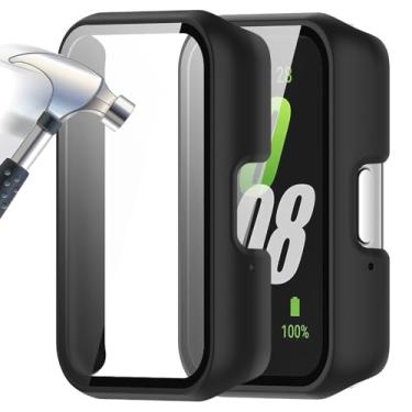 Imagem de Accdeny [Pacote com 2] Capa com protetor de tela de vidro temperado compatível com Samsung Galaxy FIT 3, dureza 9H, 360°, capa protetora ultrafina para PC preta