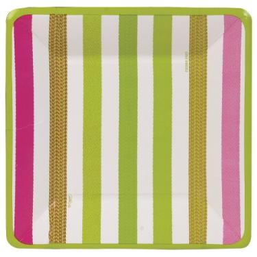 Imagem de Conjunto de 8 pratos de jantar de papel divertido com Caspari Sable, verde