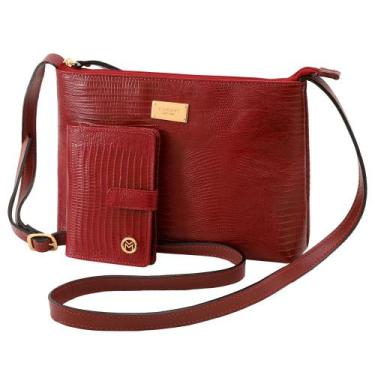 Imagem de Kit Bolsa e Carteira de Couro Mariart 2190 + 237, Vermelho