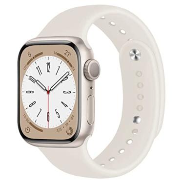 Imagem de Compatível com pulseira de relógio Apple 38 mm 40 mm 41 mm 42 mm 44 mm 45 mm Pulseira de silicone macio para iWatch Series 7 6 5 4 SE 3 2 1 Pulseira feminina masculina Starlight