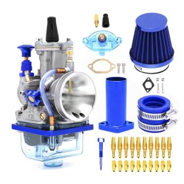 Imagem de YWLUWEI PWK Kit de carburador de 30 mm 100cc a 160cc 2T 4T Carburador com filtro de ar tubo de admissão coletor de jatos principais jatos ociosos para mini bicicleta, kart motor de corrida (azul, 30