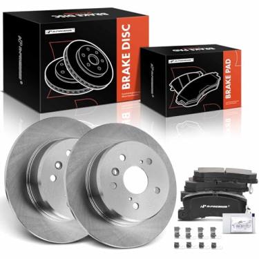 Imagem de A-Premium Rotores de freio a disco sólido traseiro de 288 mm + kit de pastilhas de cerâmica compatível com modelos Lexus selecionados - RX300 1999 2000 2001 2002 2003, 4WD, conjunto de 6 peças