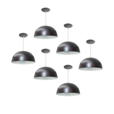 Imagem de Kit 6 Luminária Pendente Meia Lua 24cm Com Interior Branco Brilho Fiaç