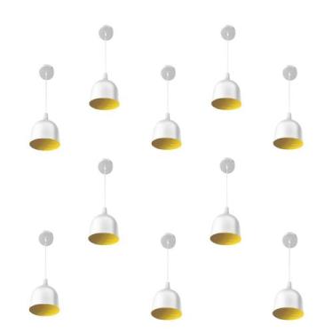 Imagem de Kit 10 Luminária Pendente Gota Com Interior Amarelo Com Fiação 110/220