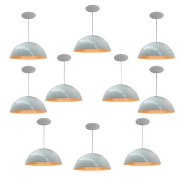 Imagem de Kit 10 Luminária Pendente Meia Lua 50cm Interior Laranja Com Fiação 11