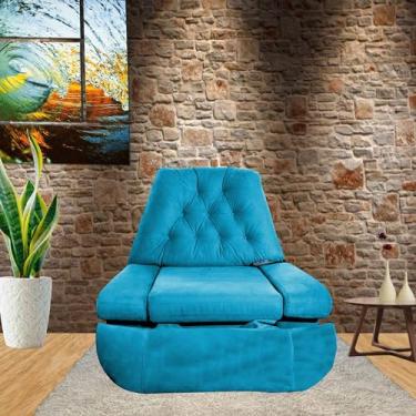 Imagem de Poltrona Papai Eletrica Sala Cinema Reclinável ModernaTurquesa