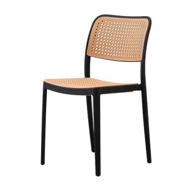 Imagem de 1 Cadeira de Jantar Telinha Rattan Amis Empilhável para Jardim - Preta