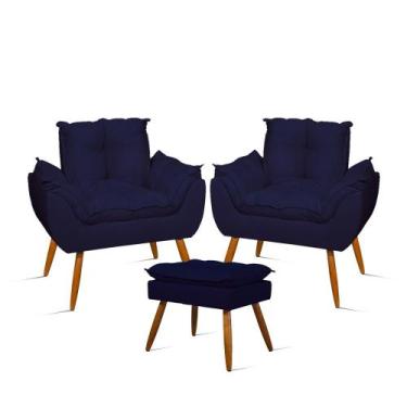 Imagem de Kit 02 Poltronas Decorativas + 01 Puff Para Apoio dos Pés - B Balaqui 