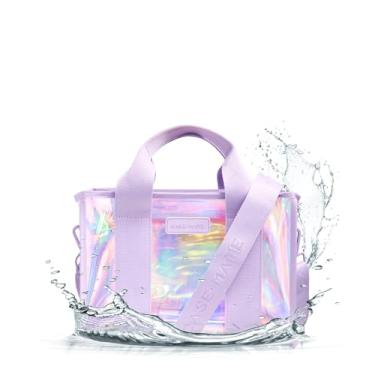 Imagem de Case-Mate Bolsa de praia pequena Soap Bubble - Bolsa de praia iridescente com alça transversal para mulheres - impermeável, à prova de pontas, dobrável e lavável - Bolsa para piscina, viagens e férias