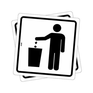 Imagem de Kit 2 Placas de Sinalização - Indicação para Jogar Lixo na Lixeira  Ma