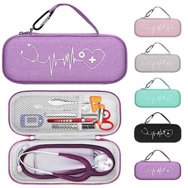 Imagem de HESPLUS Stethoscope Case for 3M Littmann Classic III, Lightweight II S.E, MDF Acoustica Deluxe Dual Head, Cardiology IV Digital Stethoscopes, Includes Mesh Pocket for Nurse Accessories - Purple