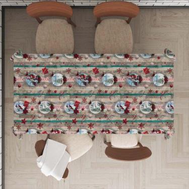 Imagem de Toalha De Mesa Retangular Impermeavel Termica Estampa Natal Patchwork 