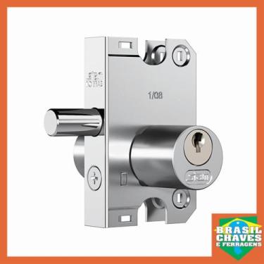 Imagem de Fechadura para Porta de Vidro de Bater 2001 Cromada Lingueta de Pino C