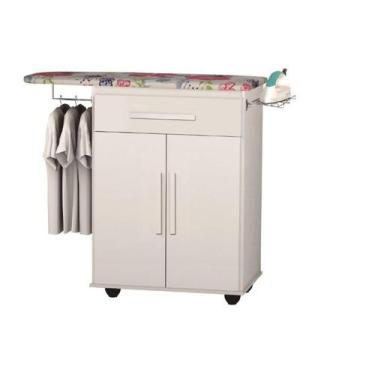 Imagem de Tábua de passar roupas Bel 2 portas + 1 gaveta Branco brilho - TRIN.