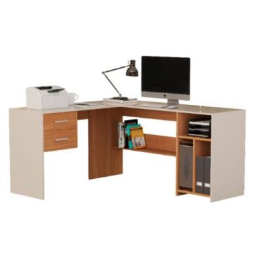 Imagem de Escrivaninha de canto luna off white / naturale - village móveis