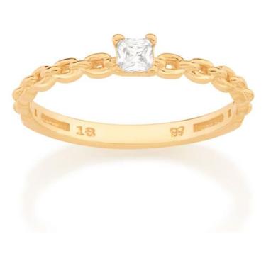 Imagem de Anel Solitário Quadrado, Com Aro No Formato 512842 - Rommanel, Branco,