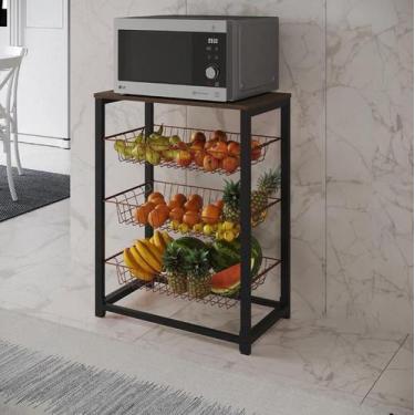 Imagem de Fruteira com Suporte para Micro-ondas Barcelona Aço Preto Cesto Cobre 