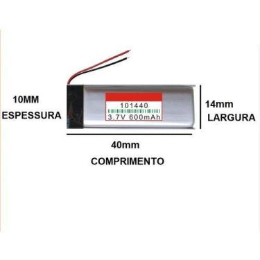 Imagem de Bateria 3,7v 610mah 10mm X 14mm X 40mm 101440 2 Fios - KMIG