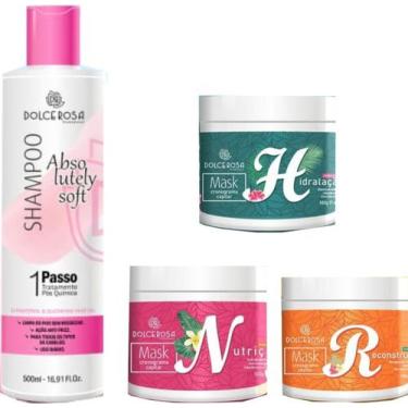 Imagem de Kit Cronograma Capilar Com Shampoo E 3 Mascaras - Dolce Rosa 