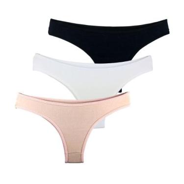 Imagem de Kit 3 Calcinhas Tanga Try Basics Algodão Cotton Básica Lisa Moda Linge