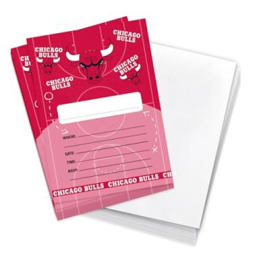 Imagem de Desert Cactus Chicago Bulls Invitations NBA Oficialmente Licenciado Convites Cartões de Feliz Aniversário 10 Contagem com Envelopes Meninos Meninas Festa Infantil (Estilo A)