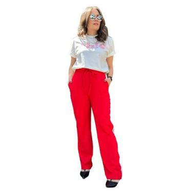 Imagem de Calça Pantalona em Moletinho Track Listra Lateral - Siah Moda Feminina