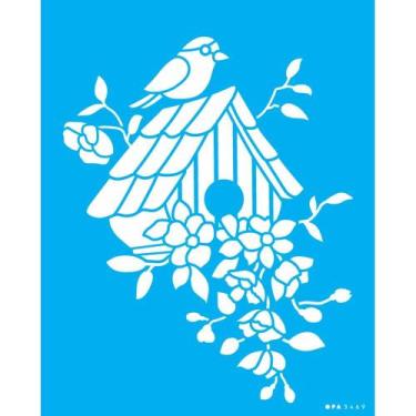 Imagem de Stencil Opa 20 x 25 cm - Casinha De Pássaros - 3469 - Opa Criando Arte