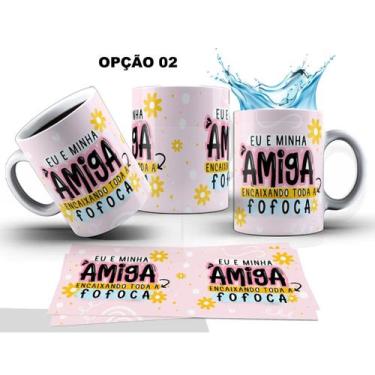 Imagem de Caneca 325ml Flork Eu e minha amiga encaixando toda a fofoca - LARANJA