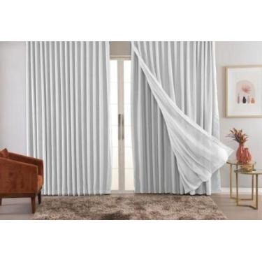 Imagem de Cortina Trilho Suiço   Blackout com Linho Branca  5.00 x 2.80 - Vigui