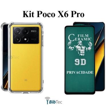 Imagem de Kit Capa Transparente + Película Fosca Privacidade para Xiaomi Poco X6