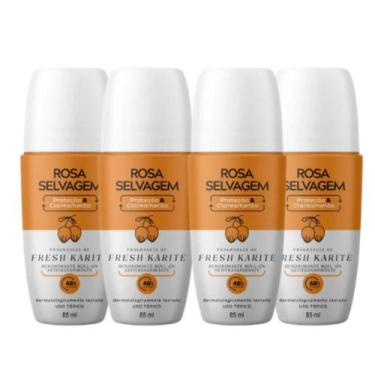 Imagem de Kit 4 Desodorantes Roll-on Clareador Rosa Selvagem Karite 85ml