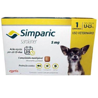Imagem de Antipulgas Simparic 1 Comp. - 1,3 A 2,5Kg - Zoetis