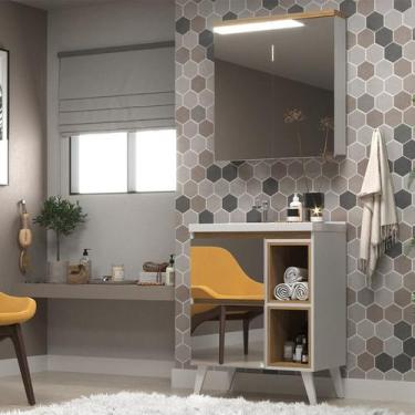 Imagem de Gabinete de Banheiro 70cm com Lavatório e Armário Ref 710 Cewal - Bran