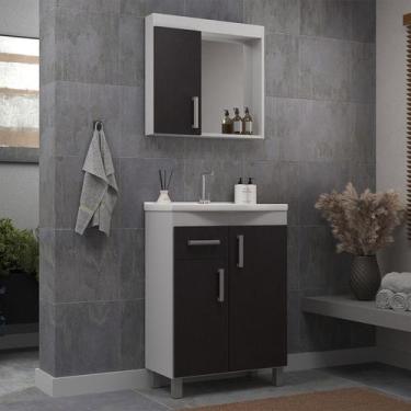 Imagem de Gabinete de banheiro 60cm com Lavatório e Armário Ref 561 Cewal - Bran