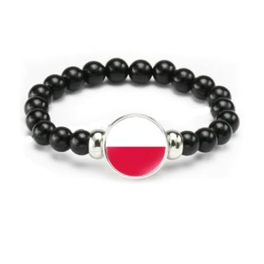 Imagem de vmcoatdu Pulseira de bandeira nacional com contas de corda elástica apoia seu país viagem lembrança presentes para homens e mulheres, One size, Liga metálica, Vidro