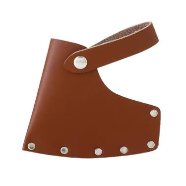 Imagem de Bainha de machado de couro, bainha de cabeça de machadinha ajustável, capa protetora de lâmina de machado durável, ótimos acessórios de acampamento para lenhador ao ar livre, itens essenciais de