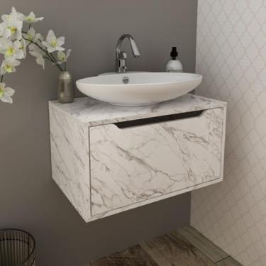 Imagem de Gabinete Suspenso para Banheiro 1 Porta 60x33cm Mármore Branco TecnoMobili
