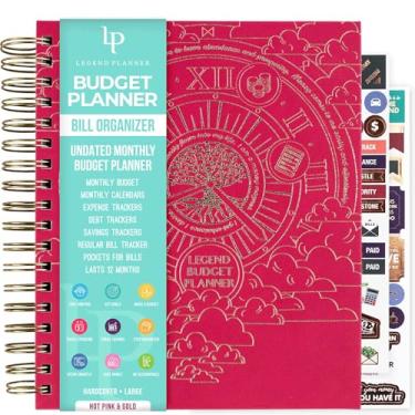 Imagem de Planner Legend Budget & Organizador de notas com bolsos – Livro de Finanças para Casa com Monitores de Pagamento de Conta e Custos – Caderno financeiro para Orçamento Doméstico e Gestão de Dinheiro – Grande, 20 x 24 cm, Rosa choque