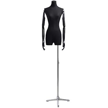 Imagem de Multiuso Manequim de superfície de serapilheira pequeno esterno clavícula manequim corpo meio corpo manequim feminino com suporte de metal para exibição de janela Janela