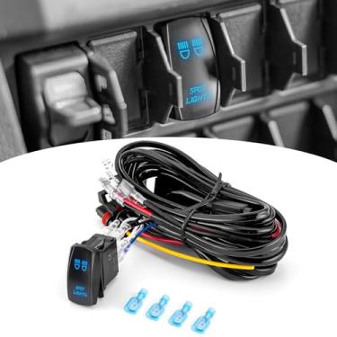 Imagem de Wsays Kit de chicote de fiação de luzes de ponto Plug & Play 12V 16AWG Conector de barra de alimentação de pulso Interruptor basculante Kit de chicote de fiação de 2 condutores compatível com Polaris