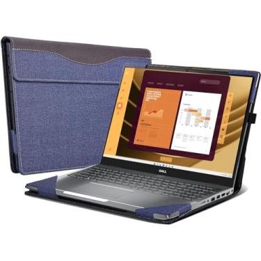 Imagem de Capa de laptop para notebook Dell Latitude 5550 2 em 1, bolsa para laptop Latitude 5540, capa de bolso interno de couro PU de 15,6 polegadas (azul escuro)