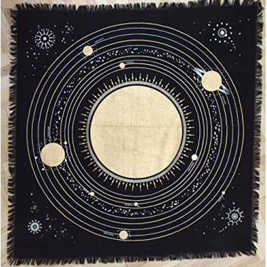 Imagem de Indian Consigners Tecido Altar Sistema Solar Sol, Estrela e Lua Universo Premium Bruxaria Alter Tarot Spread Top Pano Wicca Quadrado Espiritual 18 por 18 Sagrado (Sistema Solar)